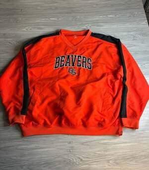 Oregon State Beavers V-Neck Windbreaker Jacket Size Large Orange Black